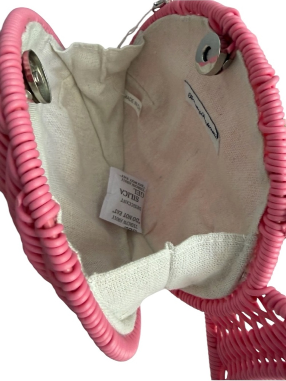 Tommy Bahama Pink Woven Wicker Pink Fish Crossbody Purse Clear Bead Bag - Picture 3 of 7